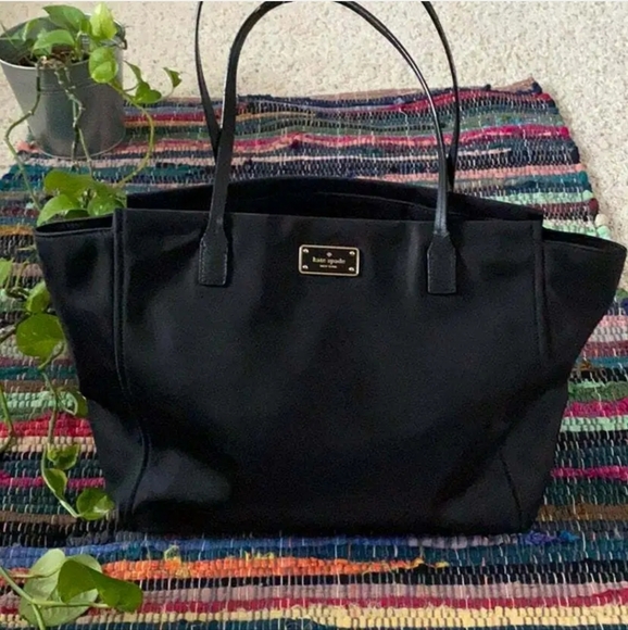 kate spade Bags Kate Spade Nylon Black Zip Top Tote Bag Y2k Iconic Classic Large Poshmark